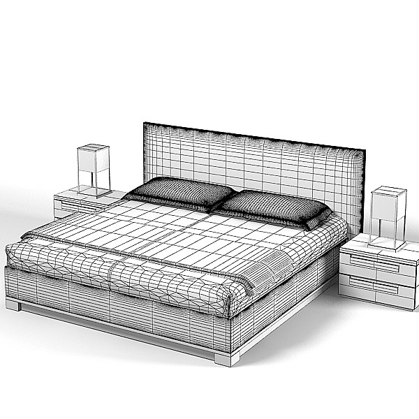 maxalto b modern 3d max - Maxalto B&B Modern Contemporary Bedroom Set Bed Nightstand by archstyle